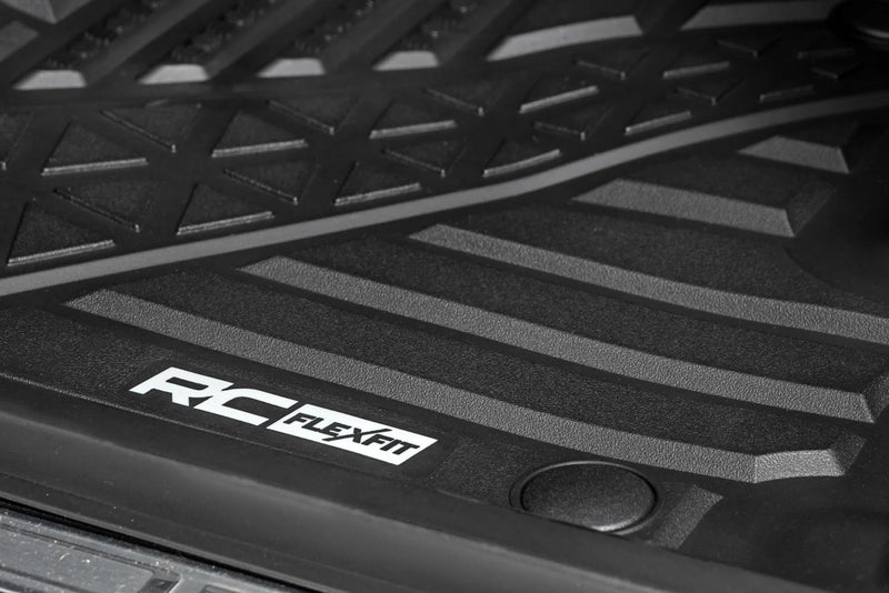 Rough Country Front Flex-Fit Floor Mats for Ram 1500 (2019-2024)/1500 TRX (2021-2024) Crew Cab - Custom All-Weather Non-Slip TPE Liners with Spill Saver Lip