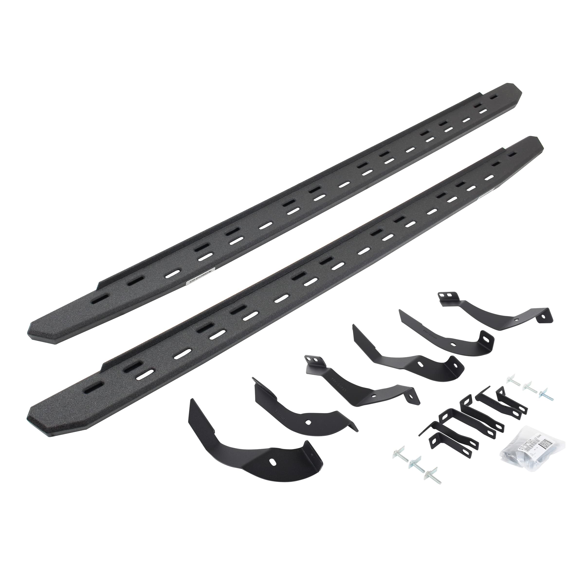Go Rhino Slim RB30 Running Boards & Brackets | Galvanized Steel, Protective Bedliner Coating | 69605187ST | Fits 2015-2019 Chevrolet/GMC Silverado/Sierra 2500HD/3500HD Crew Cab (Diesel only)
