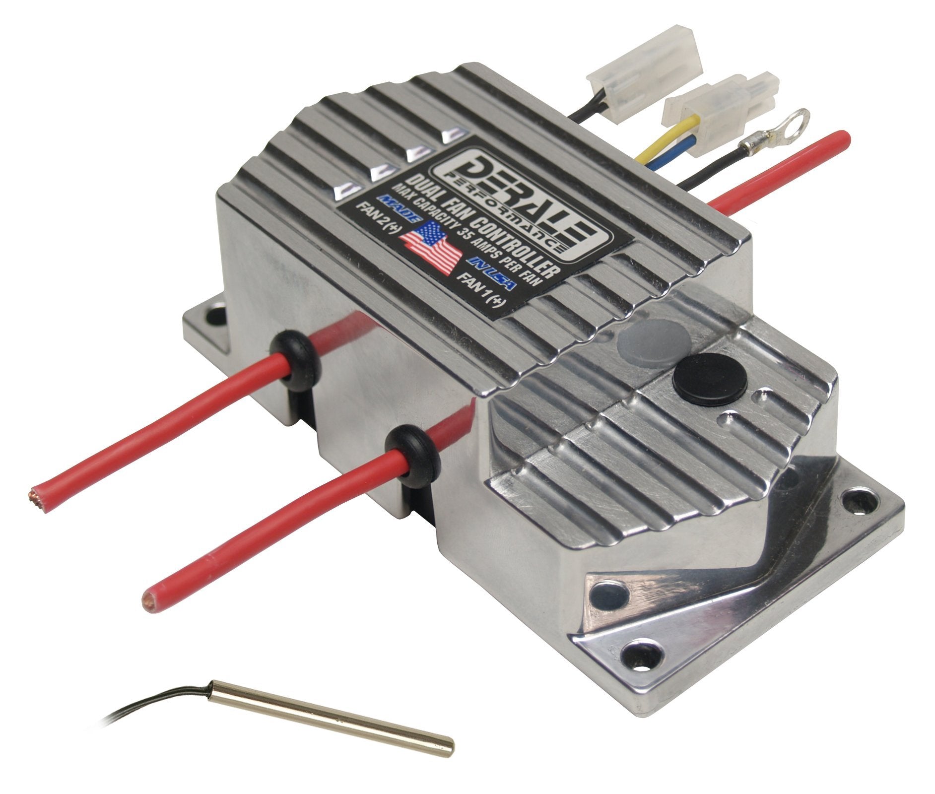 Derale High Amperage 16788 Dual Fan Controller Push In Probe, Black