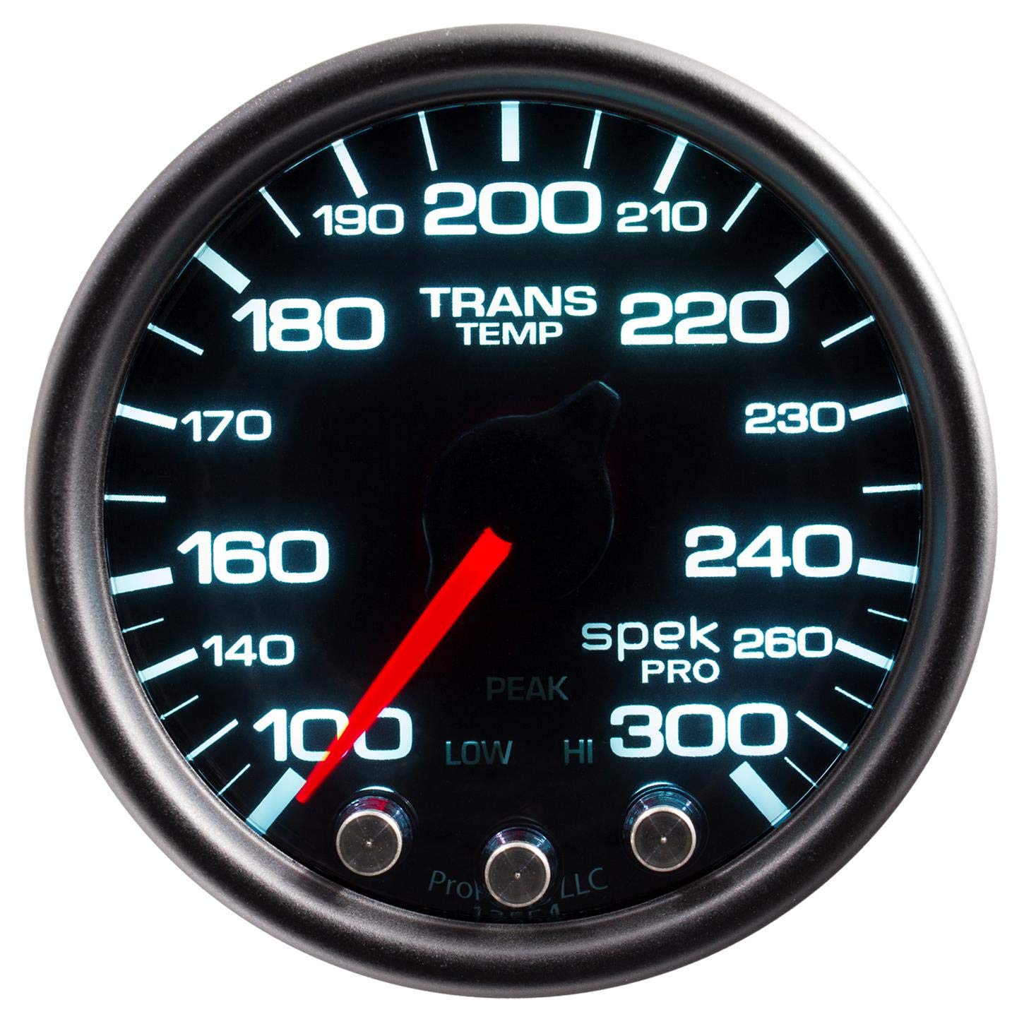 AutoMeter P34252 Transmission Temp Gauge (Spek-Pro Gauge, Trans Temp, 2 1/16", 300ºf, Stepper Motorwith Peak & Warn, Blk/Smoke/Blk, Spek-Pro)