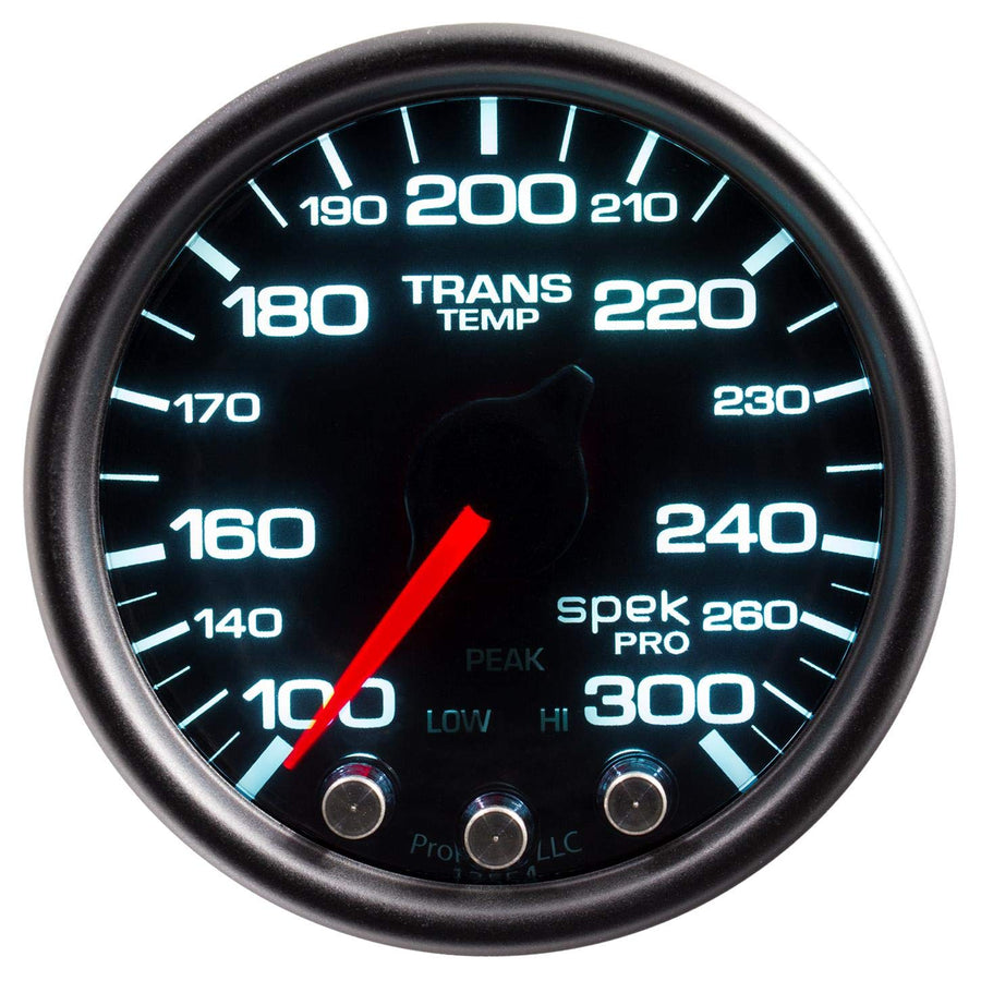 AutoMeter P34252 Transmission Temp Gauge (Spek-Pro Gauge, Trans Temp, 2 1/16", 300ºf, Stepper Motorwith Peak & Warn, Blk/Smoke/Blk, Spek-Pro)