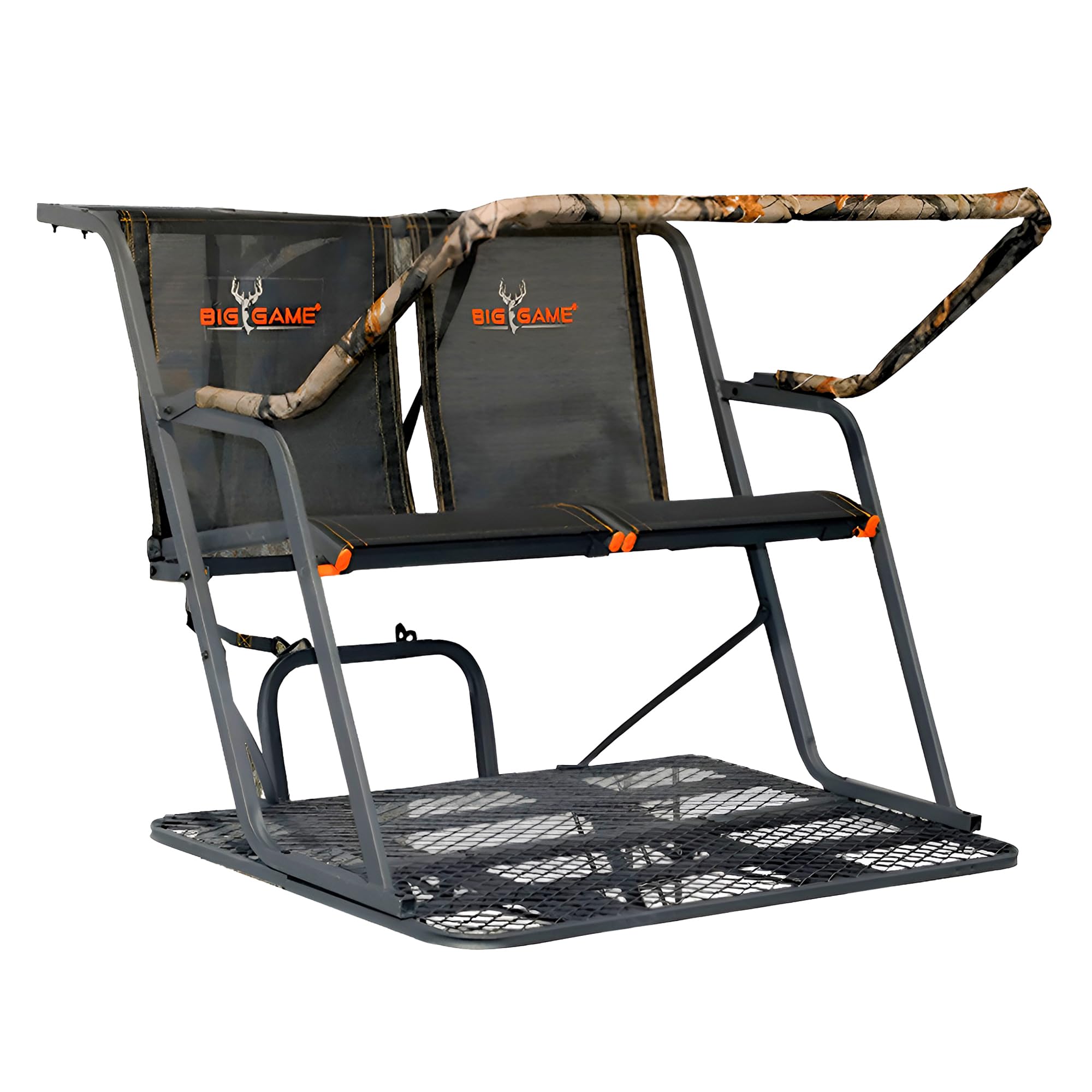 2-Person BIG GAME Ladder Tree Stand for Hunting Deer, Spector XT, 17' Tall, Black - Adjustable Climbing Treestand with Platform and Safety Harness for Shooting