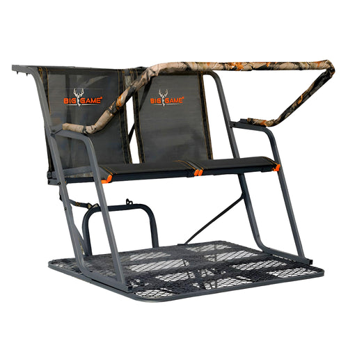 2-Person BIG GAME Ladder Tree Stand for Hunting Deer, Spector XT, 17' Tall, Black - Adjustable Climbing Treestand with Platform and Safety Harness for Shooting