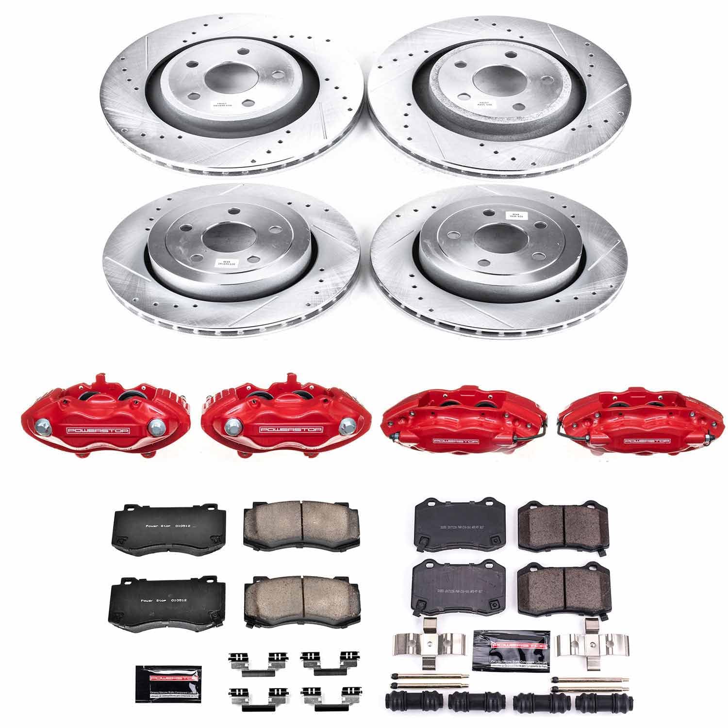 Power Stop Z23 KC2876 Evolution Sport Front & Rear Caliper Brake Kit- Brake Rotor, Carbon-Fiber Ceramic Brake Pads and Brake Caliper For Jeep Grand Cherokee 2006-2010 [Model Specific]
