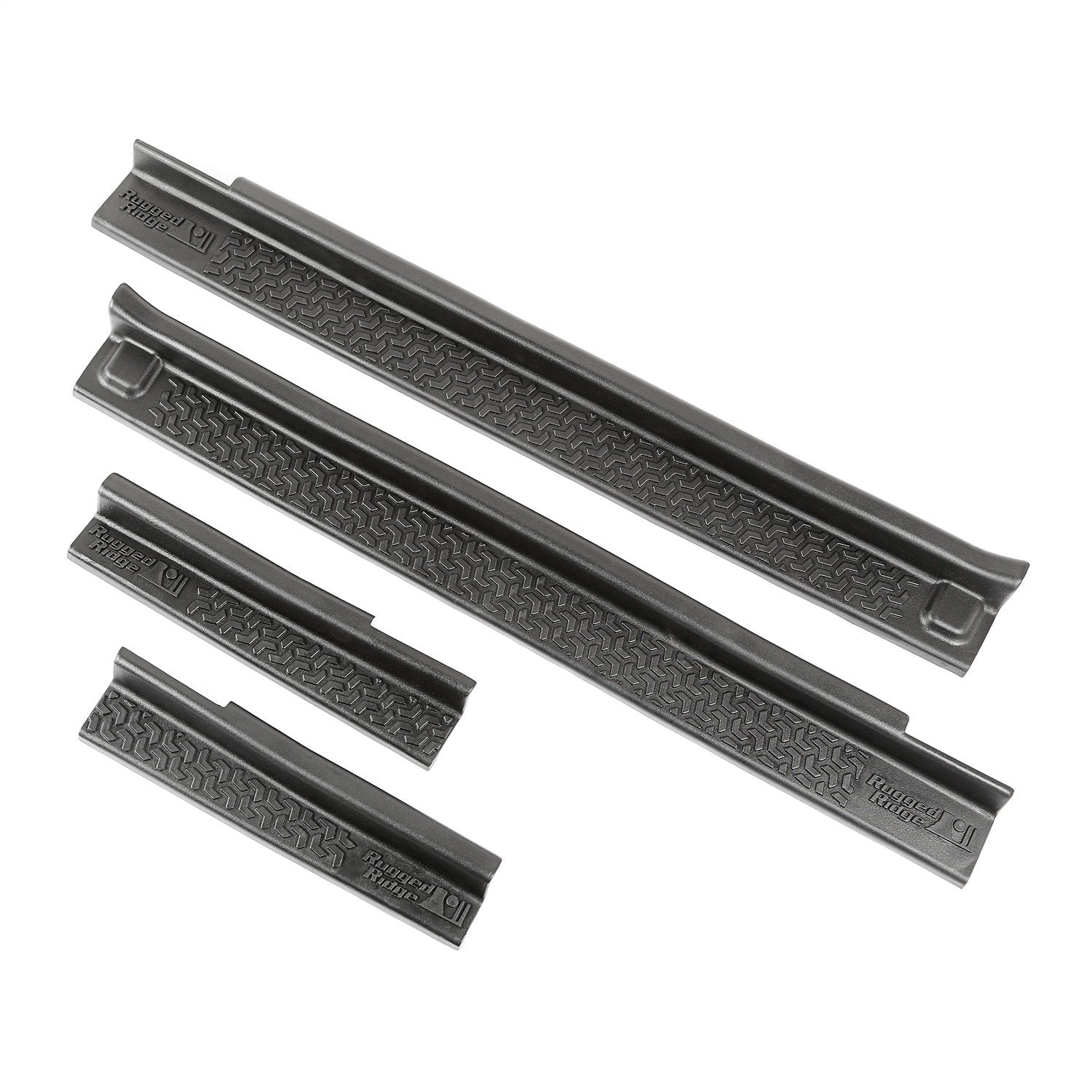 All-Terrain Rugged Ridge Entry Guards for Jeep Wrangler JKU | 4-Piece Set, No Drill | Black Thermoplastic | 11216.21 | Fits 2007-2018 Jeep Wrangler JKU 4-Door