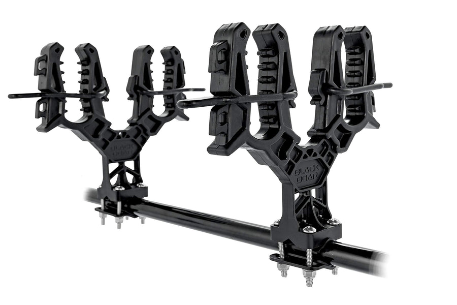 Boar Black UTV/ATV Double Gun & Tool Mount - Features Flexible Non-Marring Teeth for Better Grip - Includes Rubber Base Plate Pads - Max Carry Weight of 15lbs (66030)