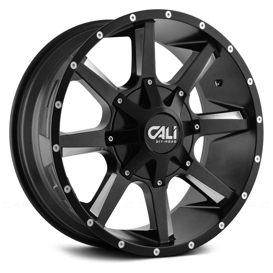 9100-22237M-47 CALI OFF-ROAD Busted 9100 Satin Black/Milled Spokes 22X12 6-135/6-139.7 -47mm 106mm