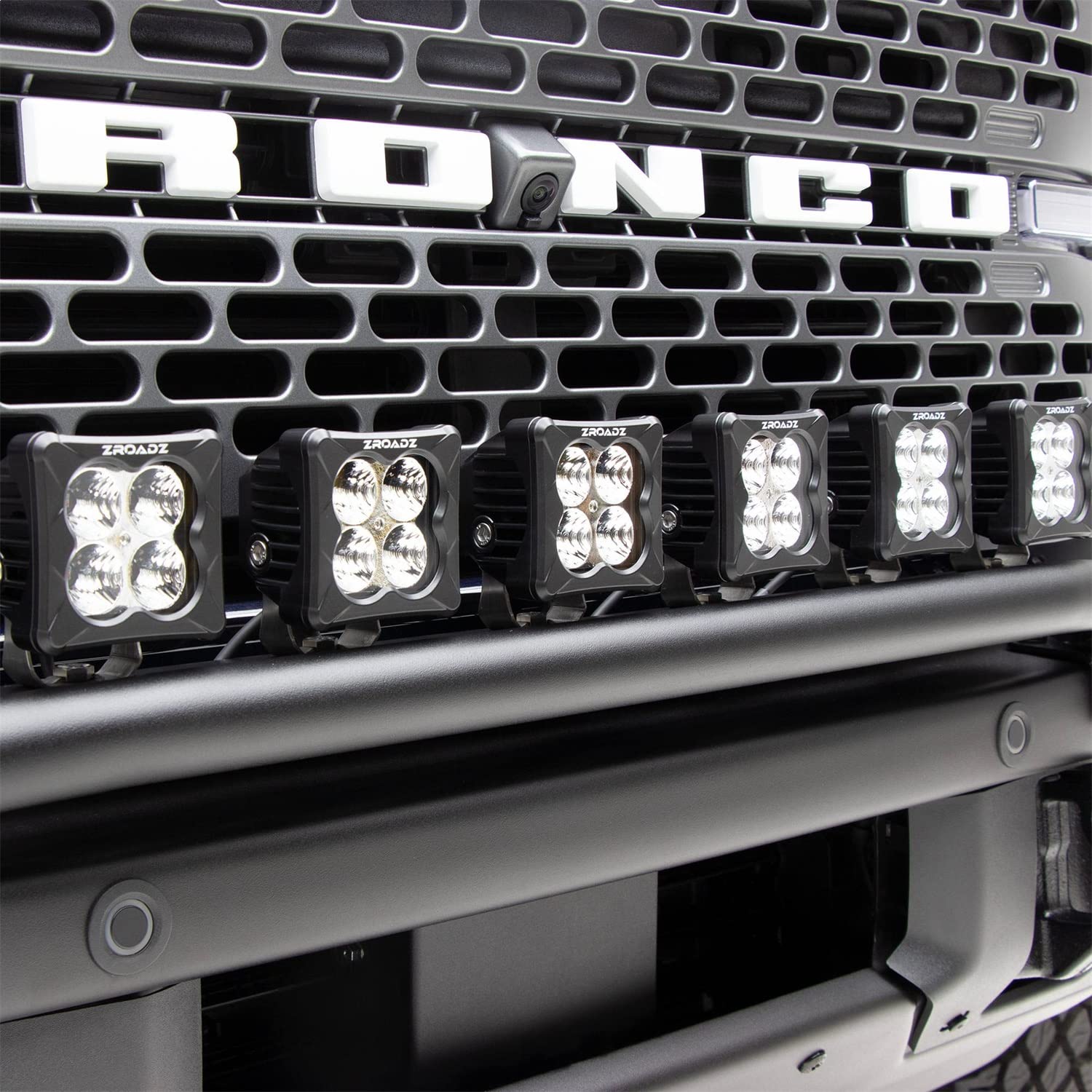 Front Bumper ZROADZ Top LED Bracket ONLY for a 2021-2022 Ford Bronco, Used to mount (6) 3 inch LED Light Pods - Part # Z325431