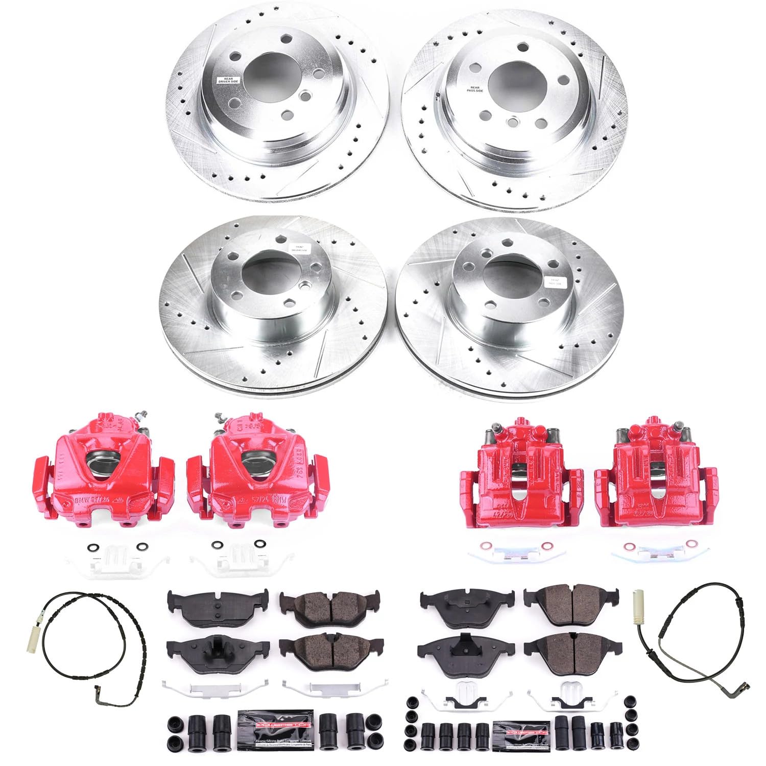 Power Stop Z23 Evolution Front and Rear Brake Caliper Kit- Brake Pads, Brake Rotors, Brake Calipers