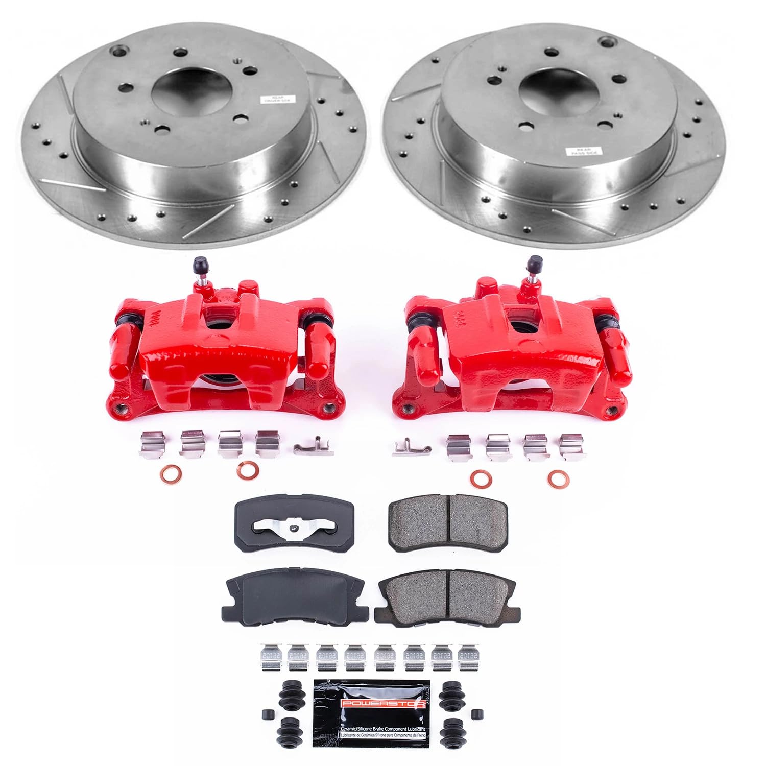Power Stop Z23 Evolution Sport Brake Upgrade Kit with Powder Coated Calipers- Rear For Mitsubishi Endeavor 2004-2008, 2010-2011 [Model Specific]