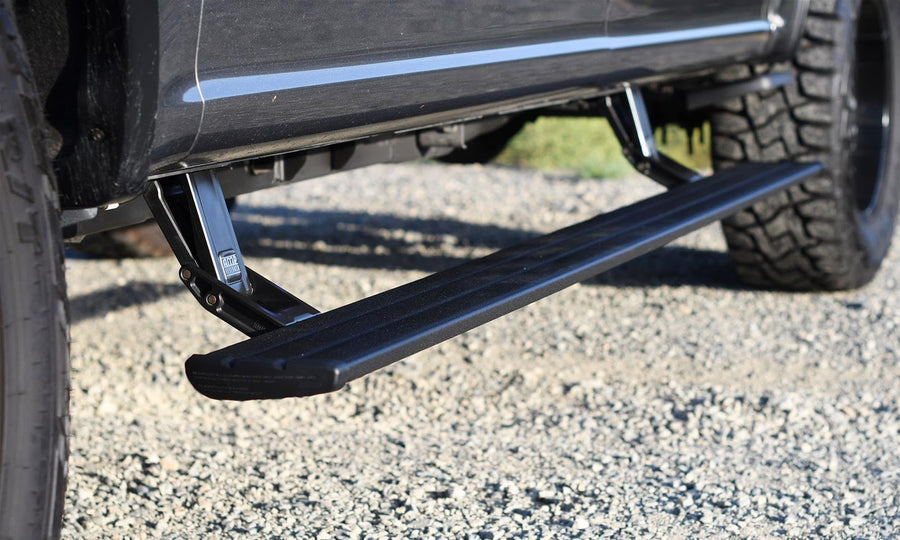 AMP Research RealTruck PowerStep Smart Series Power Running Boards with LED Step Lights for 2017 - 2019 Chevrolet Silverado 2500/3500 Crew Cab/Double Cab - Electric Powerstep & Retractable Truck Steps