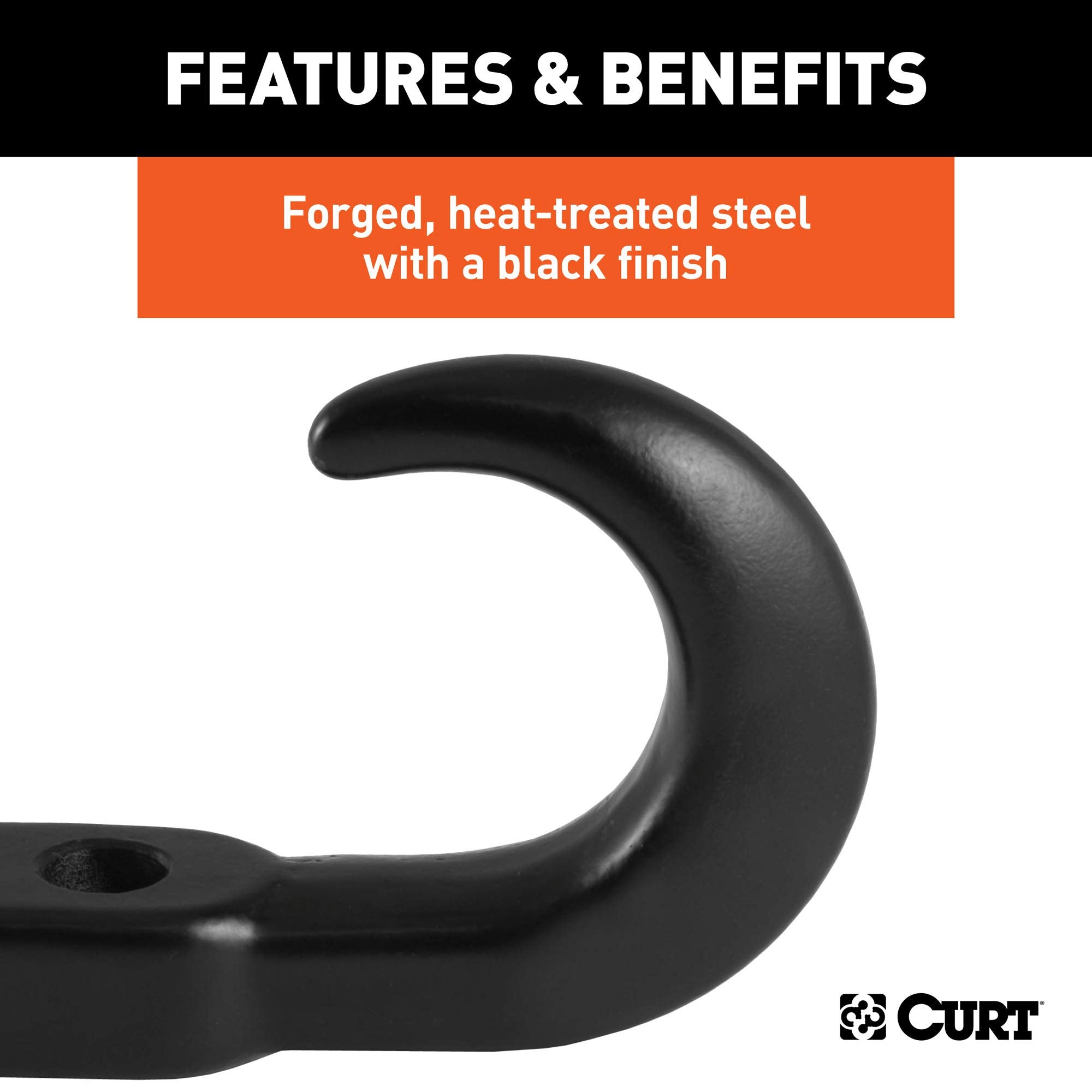 Black Steel CURT 22430 Tow Hook, 10,000 lbs Capacity
