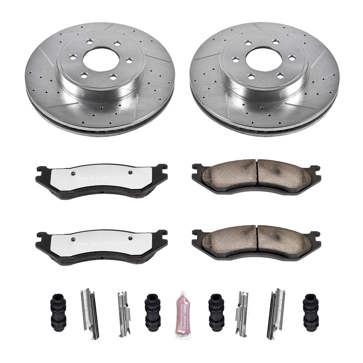 Power Stop K2178-36 Z36 Truck & Tow Front Brake Kit, Carbon Fiber Ceramic Brake Pads and Drilled/Slotted Brake Rotors