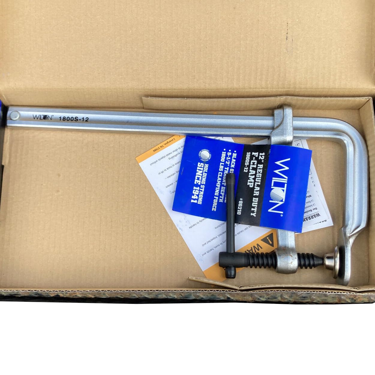 Wilton F-Clamp Regular-Duty, 12" Opening, 5-1/2" Throat, 1800 Lbs. Clamping Force (Model 1800S-12)