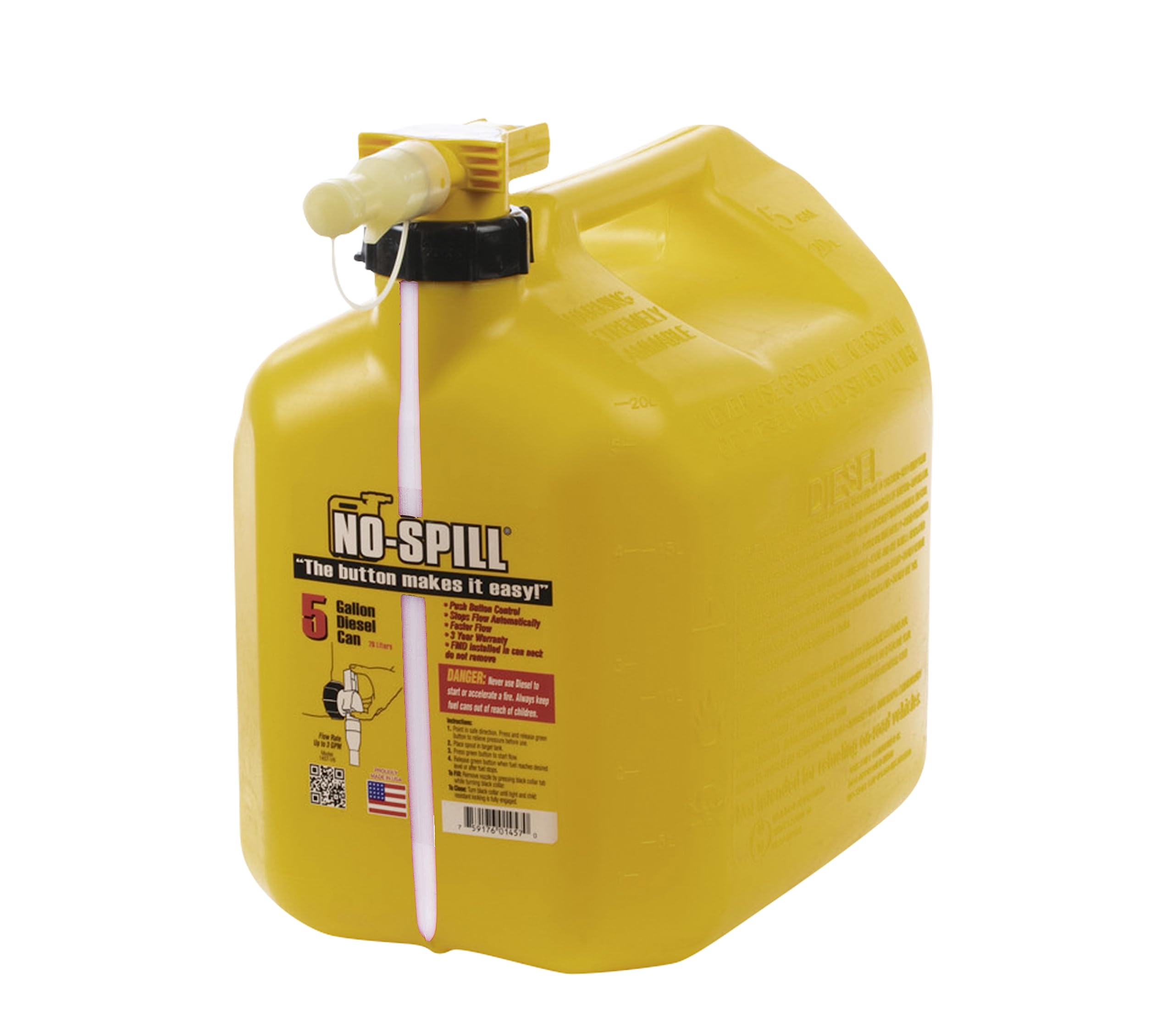 5 Gallon Gas Can for Diesel Fuel No-Spill NSP-1467S with View Stripe