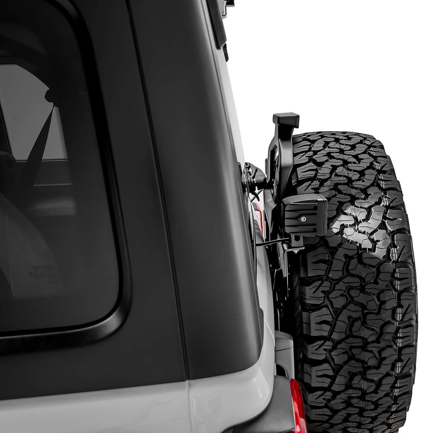 ZROADZ LED Bracket Rear Tire - Compatible w/ 2019-2022 Jeep JL - to Mount (2) 3 Inch LED Pod Lights - Mild Steel Gloss Black Finish - Bolt-On Easy Installation - PN #Z394951