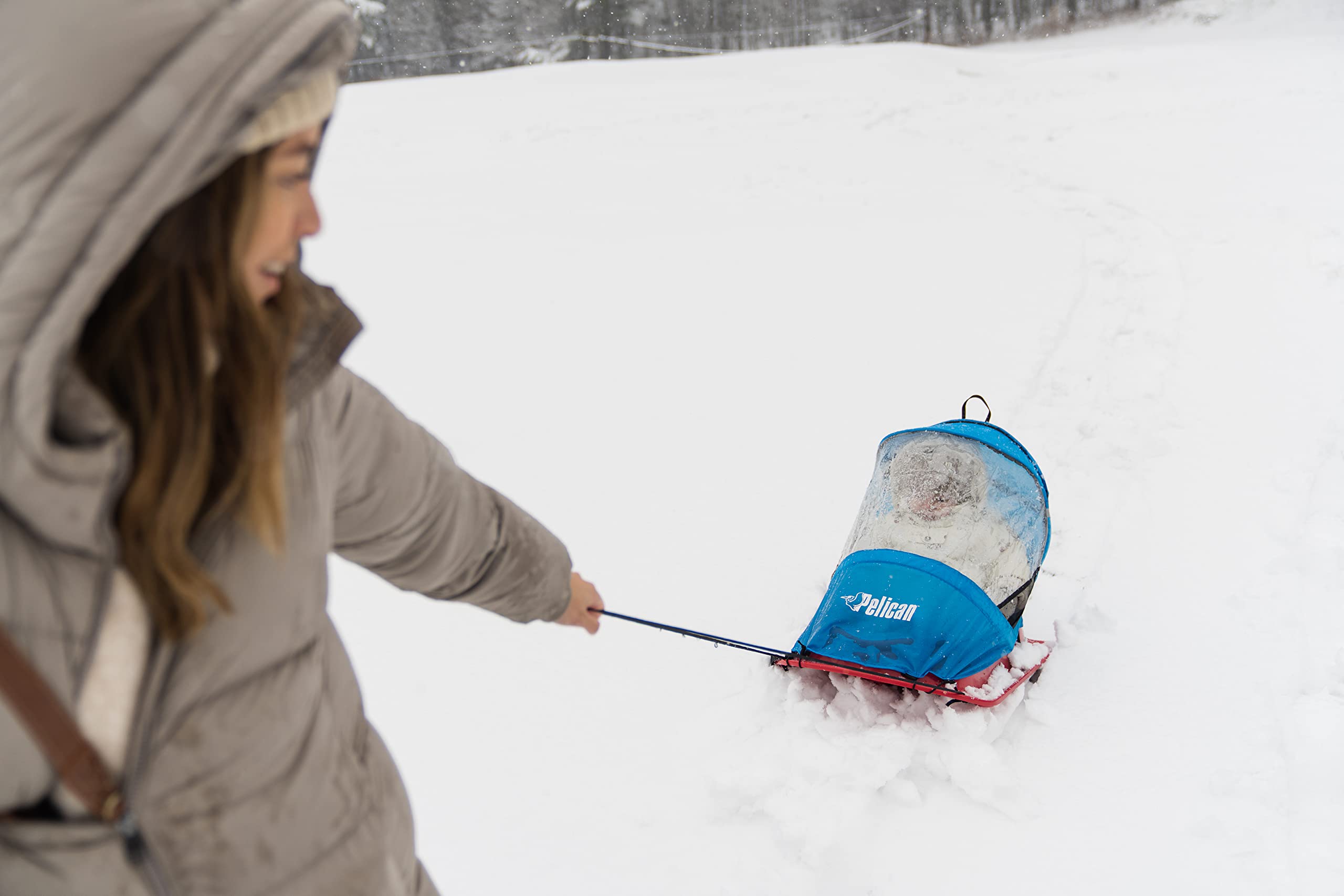 Baby Sled Pelican Deluxe with Weather Shield - Toddler Sled for Snow, Durable for Winter Sledding - Ages up to 24 Months