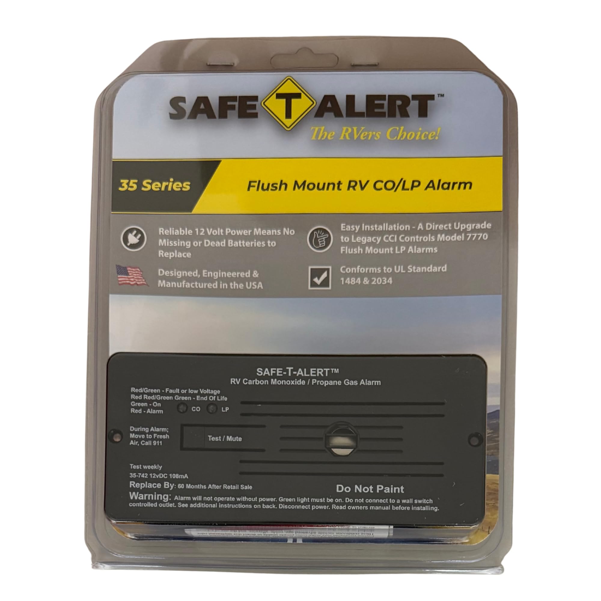 Dual LP/CO Alarm - Safe T Alert - Flush Mount Black - 35-742-BL