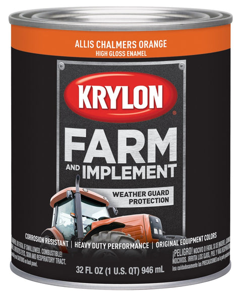 Krylon® 2030 Brush Farm & Implement, High Gloss, Allis Chalmers Orange, 1 Quart Architectural Paints