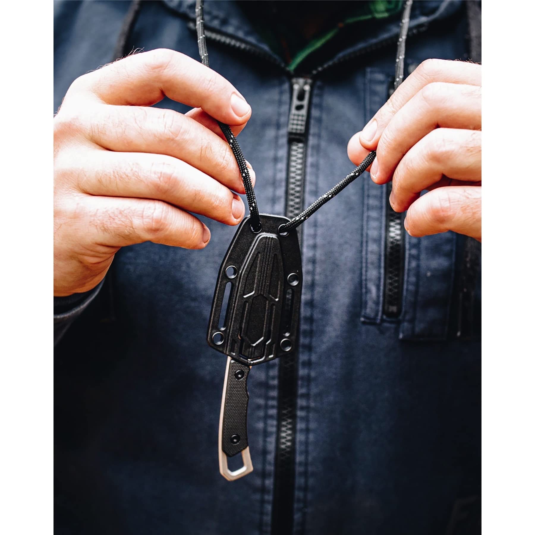 Kershaw Drop Point Brace Pocket Knife, 2-in. Blade, Molded Neck Sheath, Fixed Blade (2085), Black