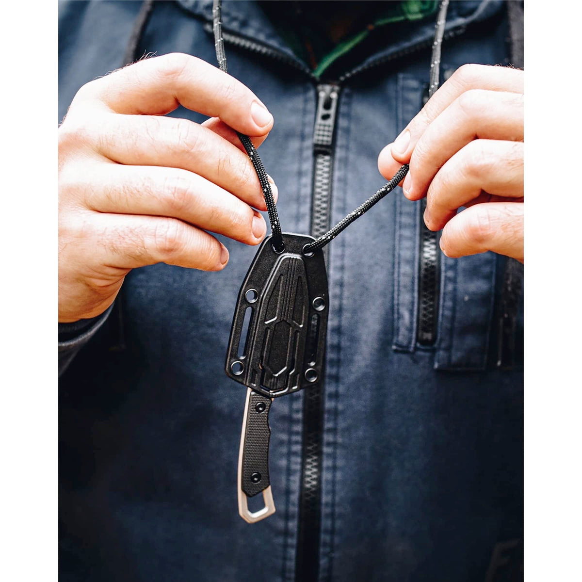 Kershaw Drop Point Brace Pocket Knife, 2-in. Blade, Molded Neck Sheath, Fixed Blade (2085), Black