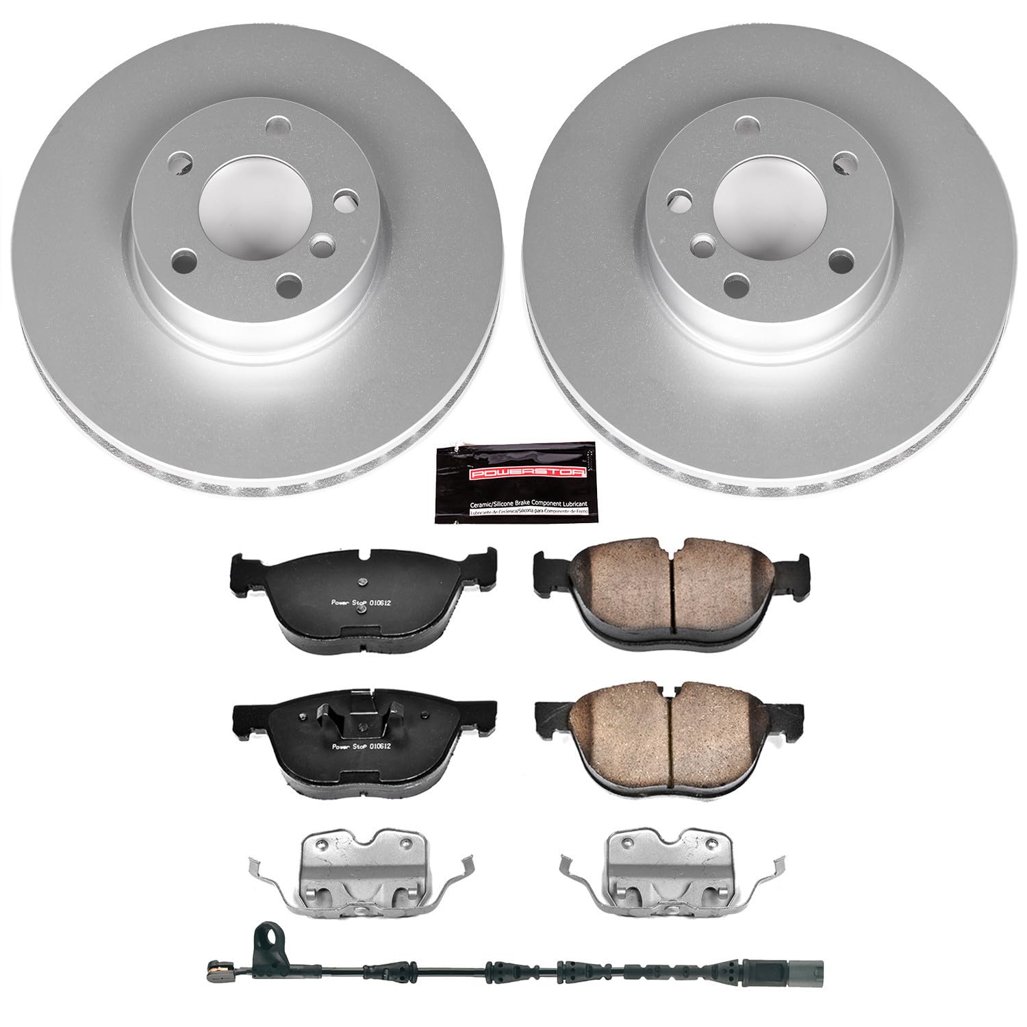 Power Stop Z23 Evolution Geomet Coated Brake Kit and 1 Front Sensor Wire For BMW X5 2011-2018, BMW X6 2011-2019 [Model Specific]