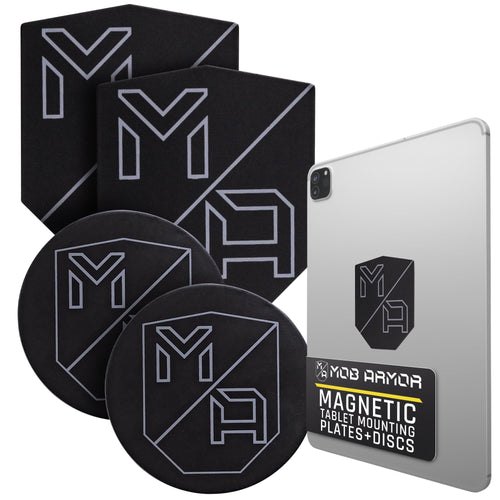 TabNetic Mob Armor Combo Pack - Magnetic Tablet Mounting Solution with Heavy Duty Metal Plate, Adjustable Mounting Disc and Strong 3M VHB Non-Marking Adhesive Magnet Stickers for Car Tablet Mount
