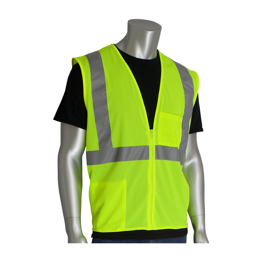 PIP 302-0702Z-LY/4X Two Pocket ANSI Class 2 Mesh Vest