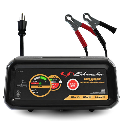 6A Schumacher Electric Car Battery Charger and 55A Engine Starter, 4-in-1 Solution, Maintainer, 10A Boost, for 6V/12V Power Sport, Automotive, and Marine Batteries, SC1340