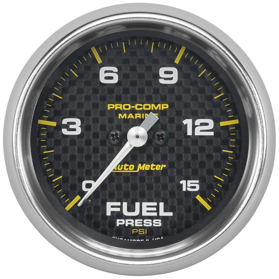 200849-40 AutoMeter Gauge Fuel Press (Marine Carbon Fiber Gauge, 2 5/8", 15Psi, Digital Stepper Motor, Marine Carbon Fiber)