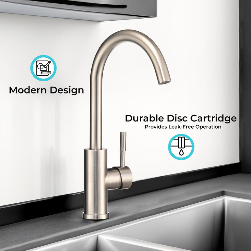 Dura Faucet Gooseneck Streamline RV Kitchen Faucet - Brushed Satin Nickel