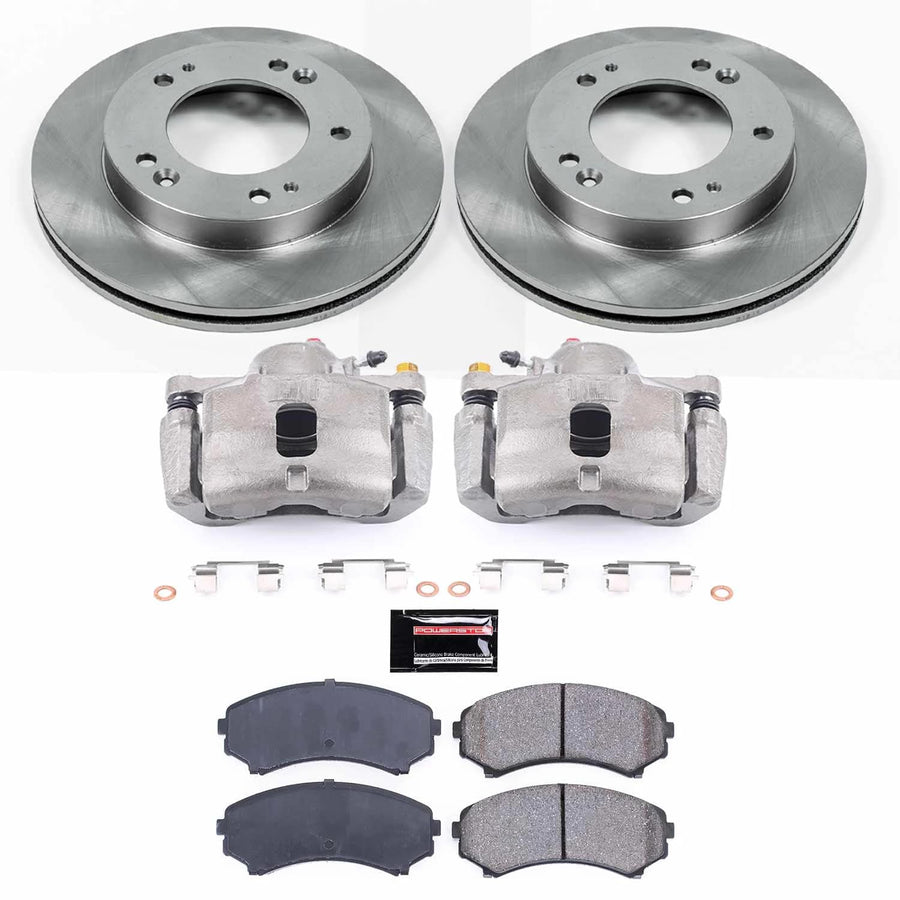 Power Stop Autospecialty KCOE5259 Front Caliper Brake Kit- Brake Rotors, Ceramic Brake Pads and Brake Calipers For Isuzu Axiom 2002 [Model Specific]