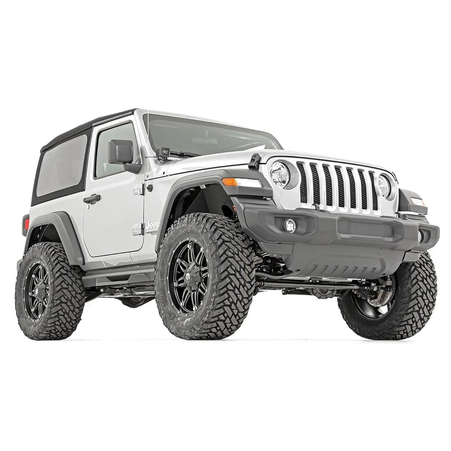 3.5" Lift Kit Rough Country w/ N3 Shock Absorbers for Jeep Wrangler JL 2-Door (2024-2025) - Includes Front & Rear Shocks, Adjustable Trackbar, Lifted Coil Springs