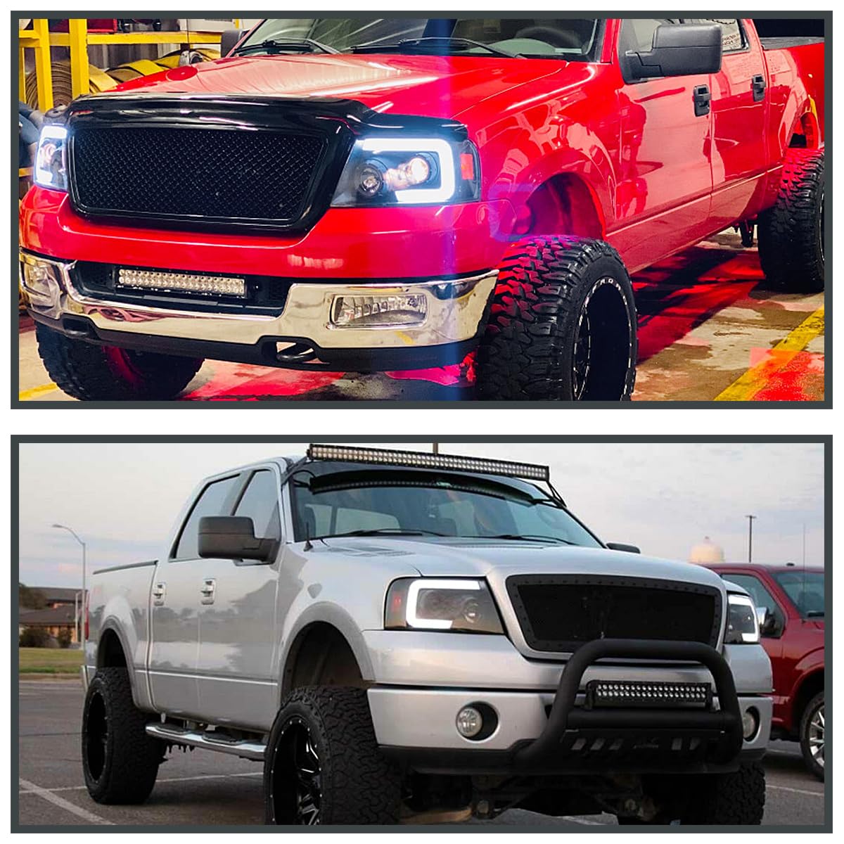 Black Projector Headlights SPEC-D TUNING w/Switchback Sequential Signal LED Tube Compatible with 2004-2008 Ford F150 2006-2008 Lincoln Mark LT, Left + Right Pair Headlamps Assembly