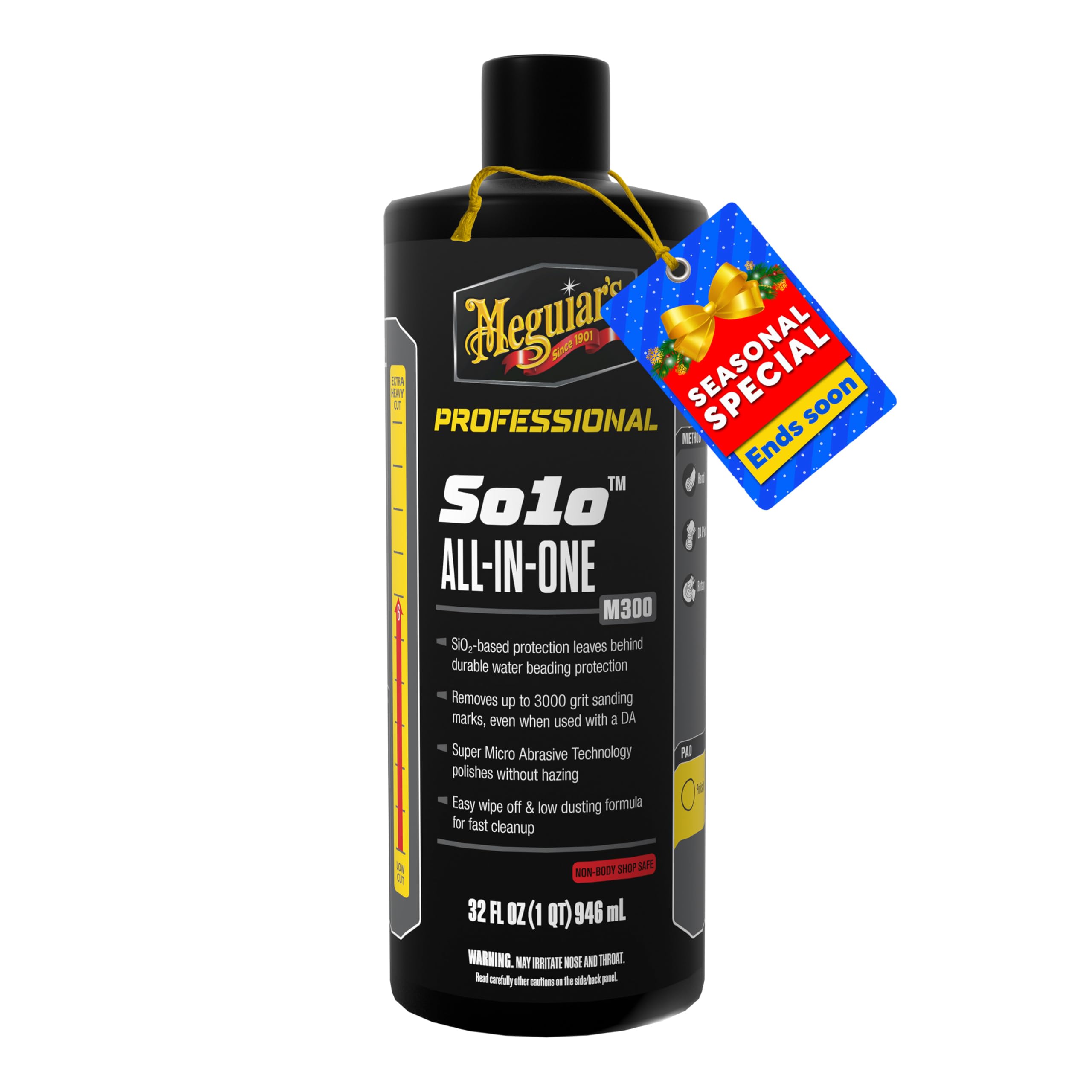 Meguiar's So1o Professional All-in-One M300 - SiO2-Based Formula Removes Paint Defects and Delivers Durable, Water-Beading Protection, Get Compounding, Polishing, and Protecting in One Step - 32oz