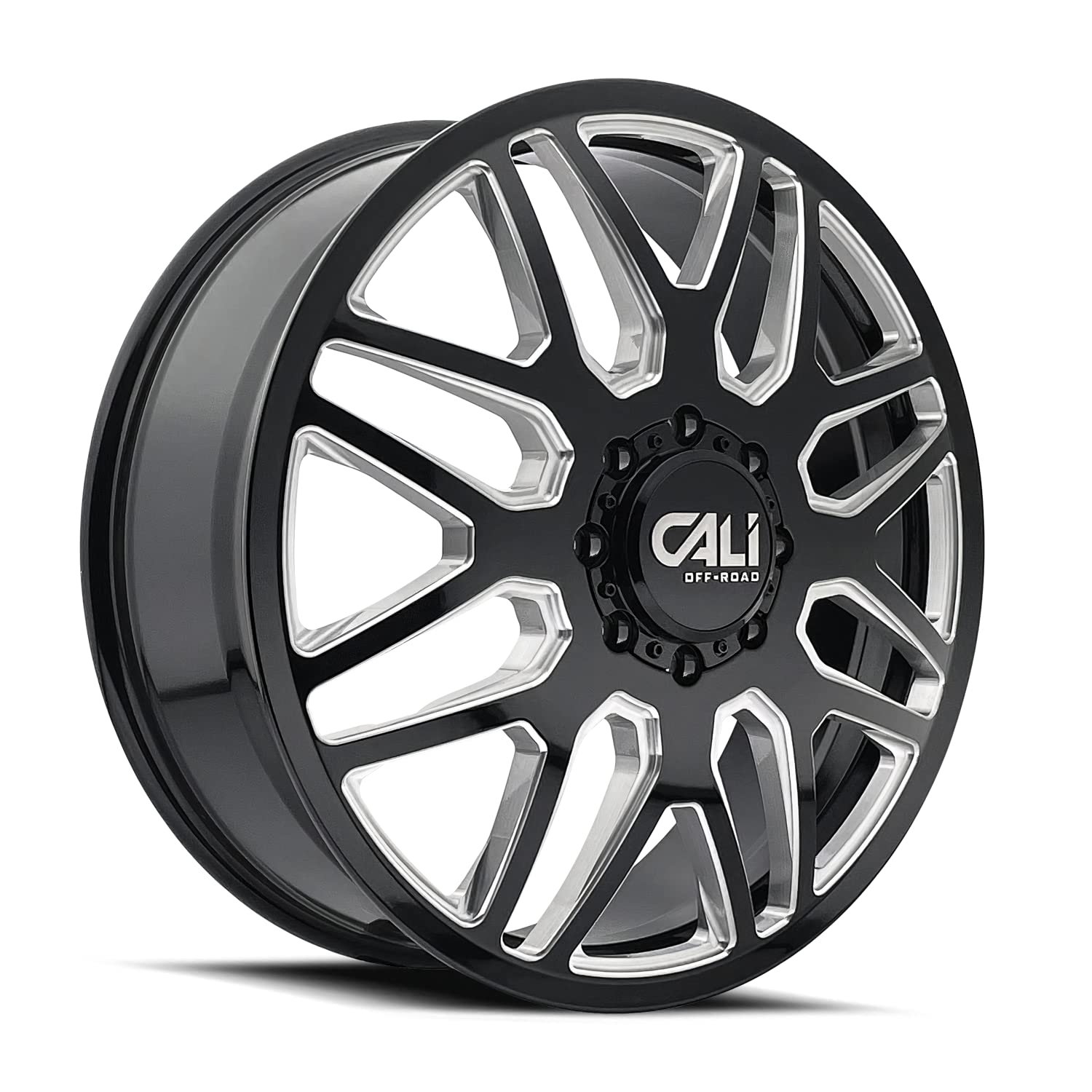 DUALLY CALI INVADER 9115D GLOSS BLACK/MILLED SPOKES 22X8.25 8-210 115MM 154.2MM