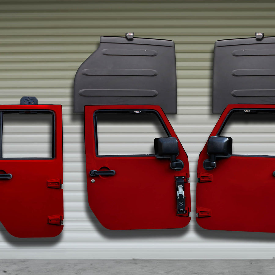 EZ4x4 Garage Wall Hangers Freedom Panel & Wrangler Door Storage Combo Kit, Heavy Duty Metal Storage Holder Bracket Compatible with JL, JLU & JT