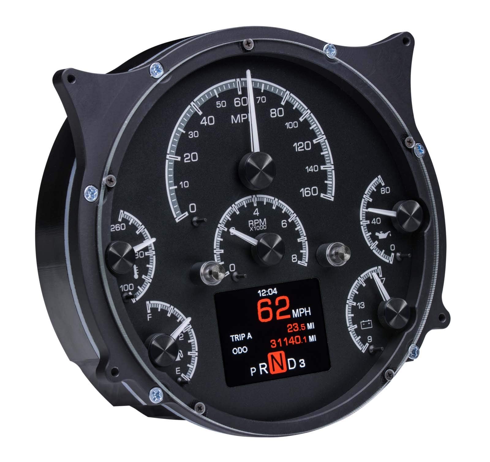 Dakota Digital HDX-66F-BRO-K Gauge System Ford Compatible with 1961-66 Pickup Truck 1966-77 Bronco Black Alloy Style