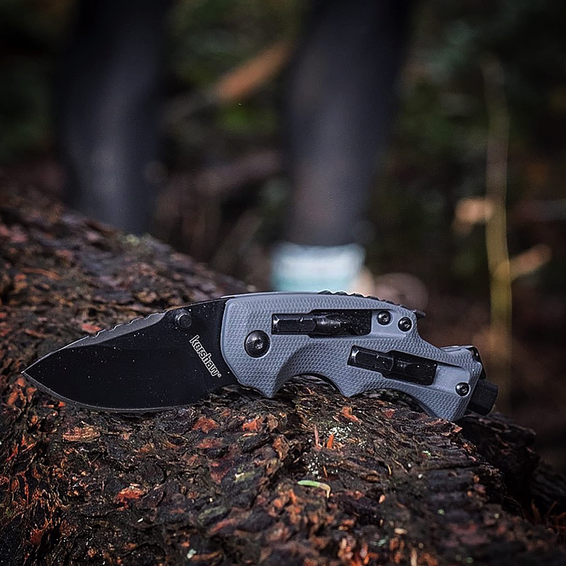 Kershaw DIY Shuffle Compact Multifunction Pocket Knife (8720), 2.4 Inch 8Cr13MoV Steel Blade with Black Oxide Coating, Every Day Utility Knife with Carbon Strength and High Tech Function, 3.5 oz.