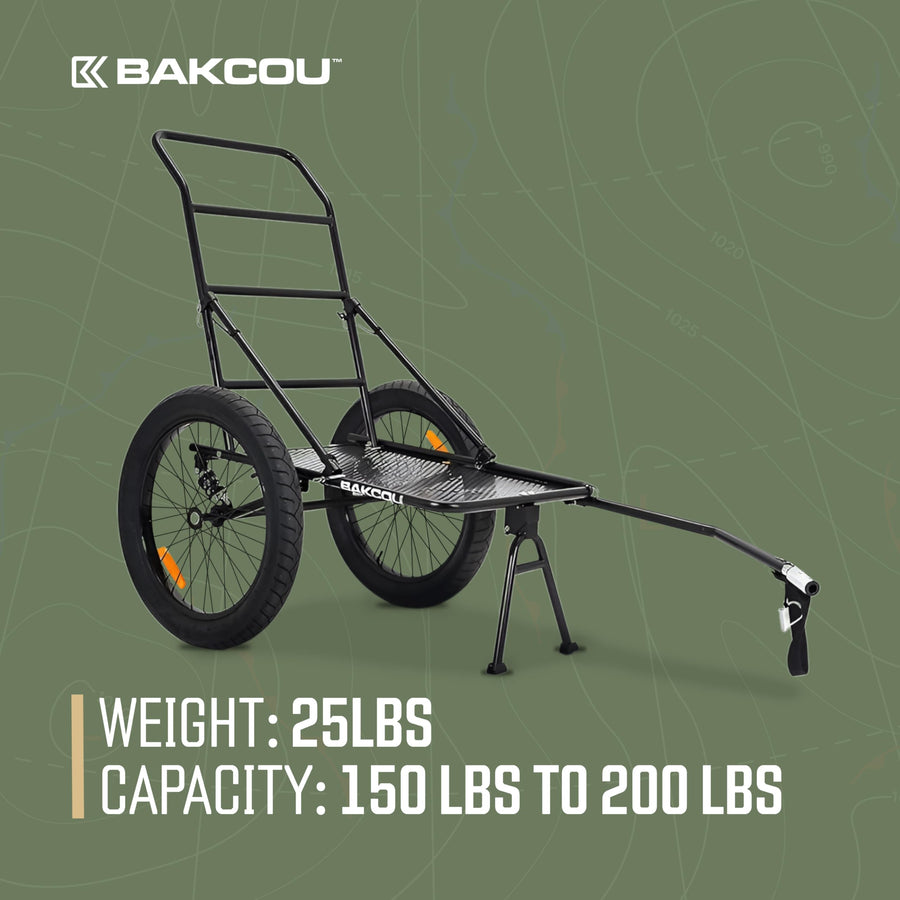 Folding Utility eBike Trailer - Bakcou Hitch Attachment, Axle Extenders, 16x3 Fat Tires, Heavy-Duty Cargo Storage Cart with Canvas Liner