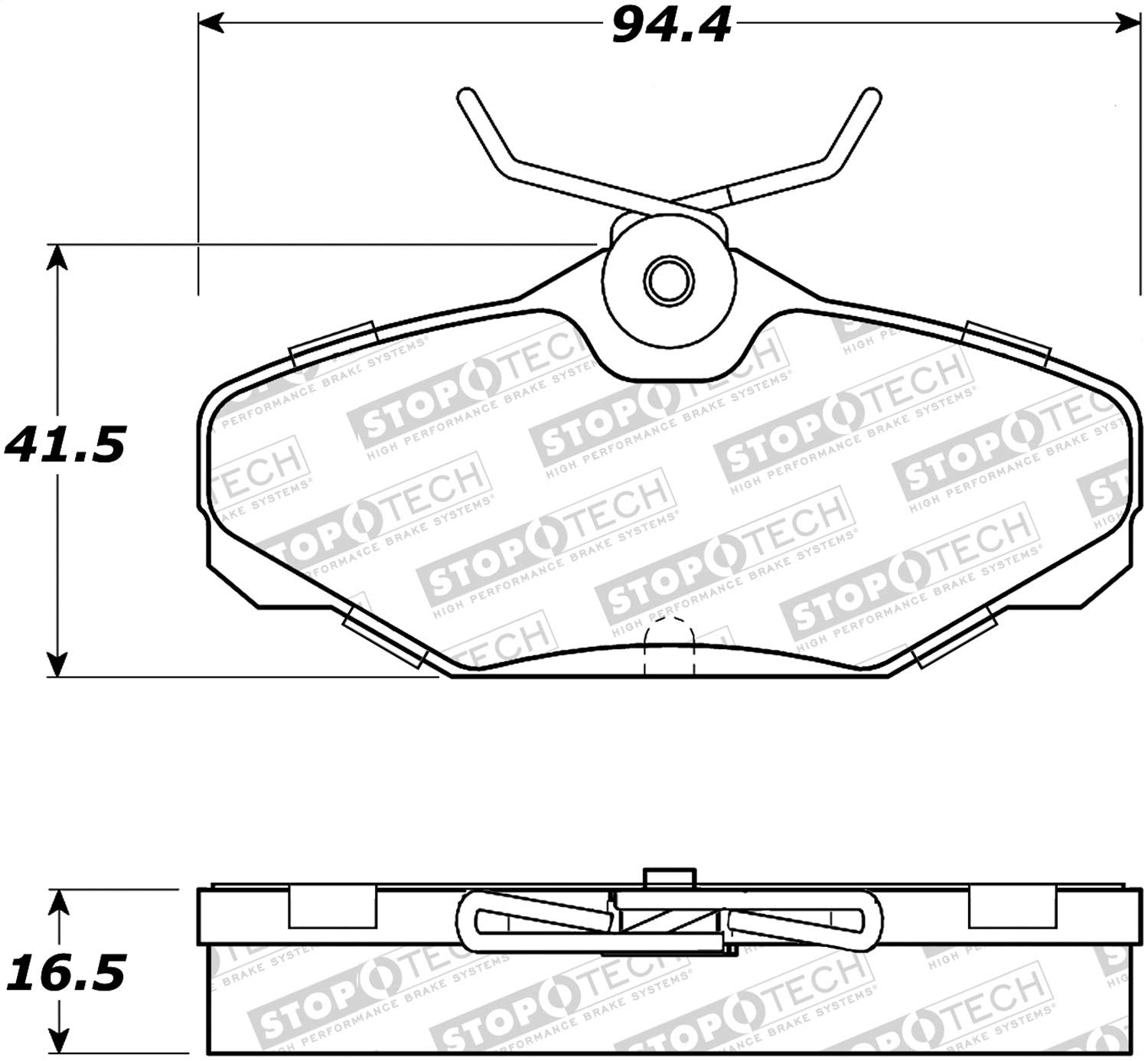 Rear StopTech 308.06100 Brake Pads with Shims and Hardware Street