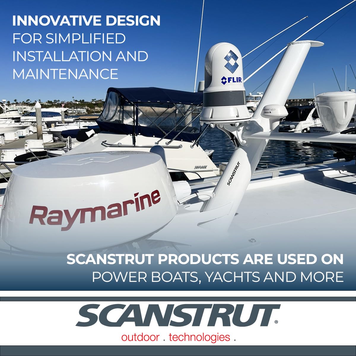 Scanstrut Tapered PTM-R1-1 Radar Mast for Lights, Cameras, GPS/VHF Antenna, and Raymarine, Garmin, Navico BR24/3G/4G Radomes