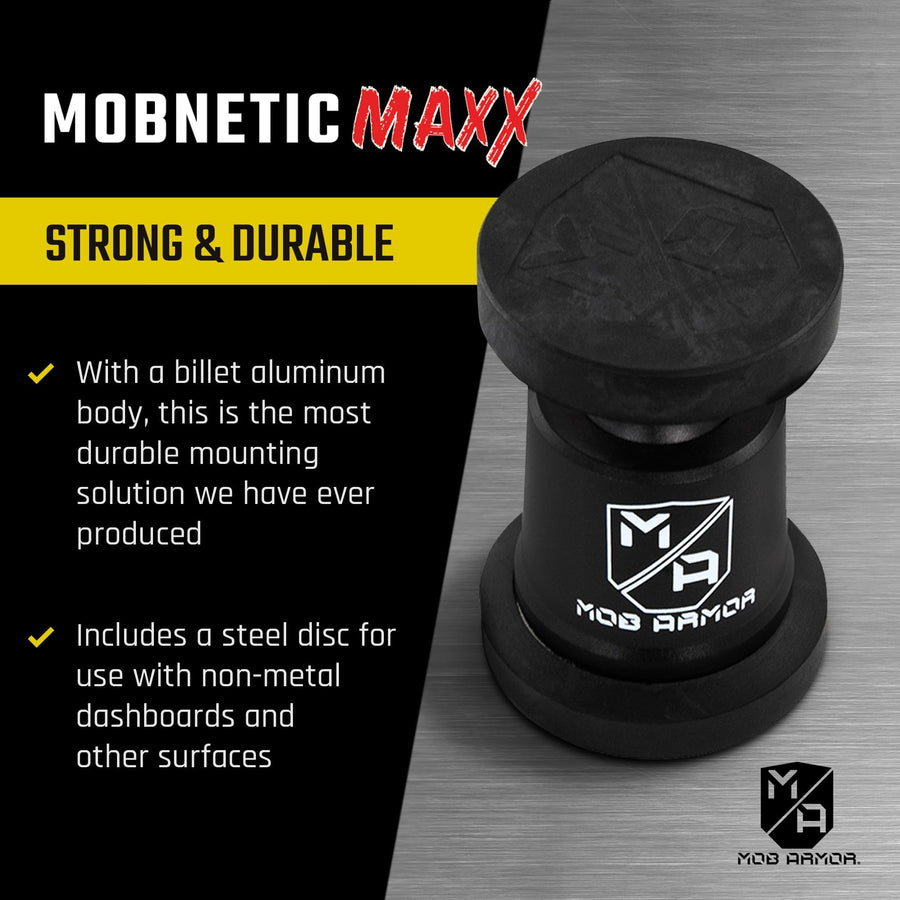 Mob Armor Maxx MobNetic - USA Assembled Magnetic Phone Holder for Car, Magnetic Car Phone Mount, 90-Degree Tilt, 360-Degree Rotation, Aluminum Metal, Compatible with iPhone & Android - Gunmetal