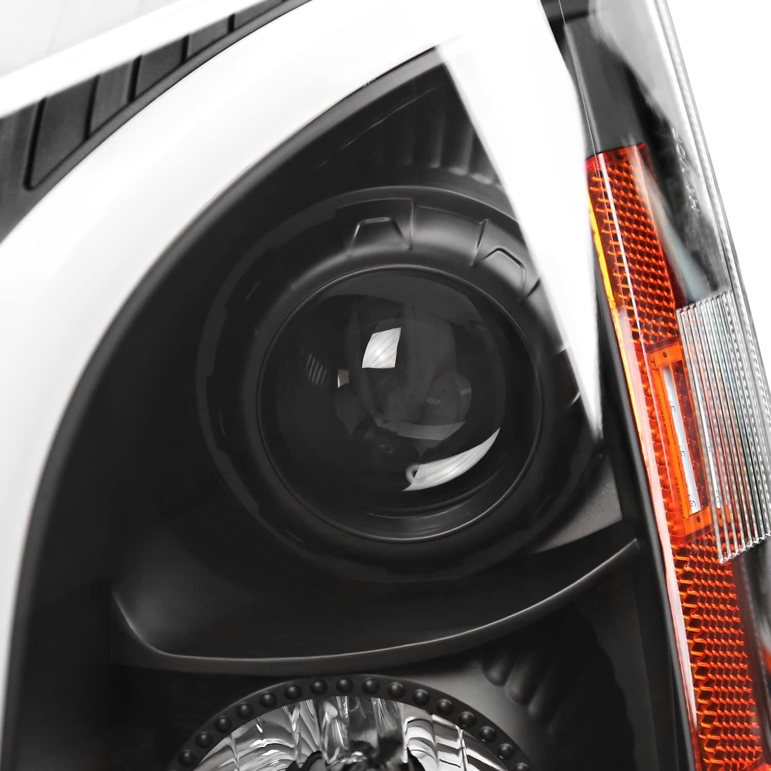 Black LED Switchback Projector Headlights SPEC-D TUNING Compatible with 2008-2014 Cadillac CTS, Left + Right Pair Headlamps Assembly