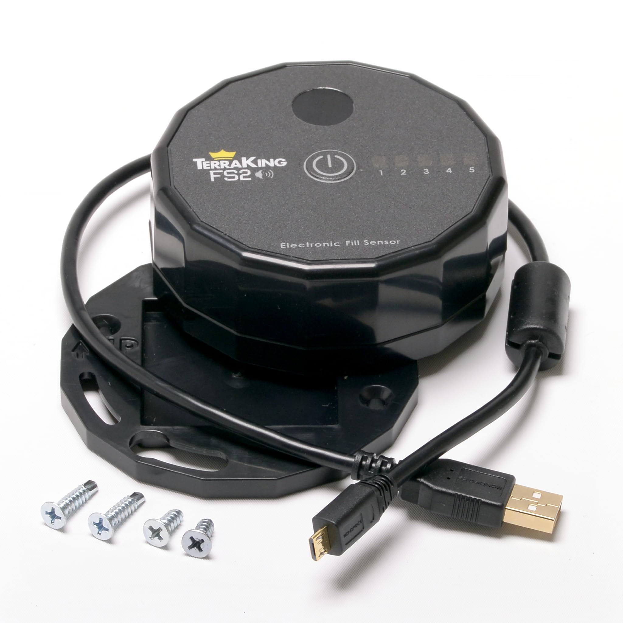 TerraKing FS2 TK95073 Material Collection Fill Sensor; Designed for Most Baggers or Leaf/Material Collection Systems; Rechargeable Battery, USB Cable Included