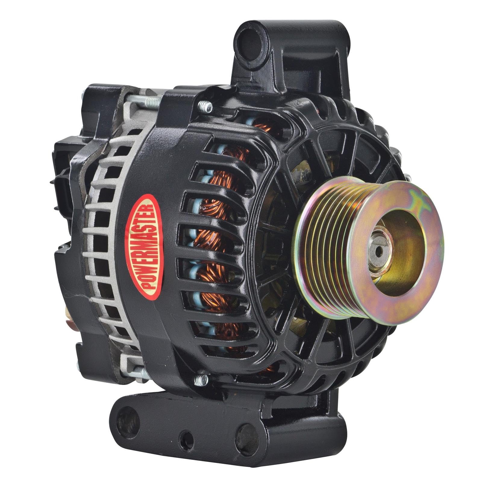 Alt Ford 6G Powermaster Black 155A 8 grv Pulley Small Frame Transverse MTG for 7.3L I-D-A VR