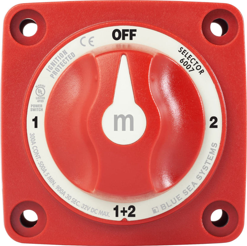 6007 Blue Sea Systems m-Series Battery Switch 4 Position Mini Selector Switch, Red