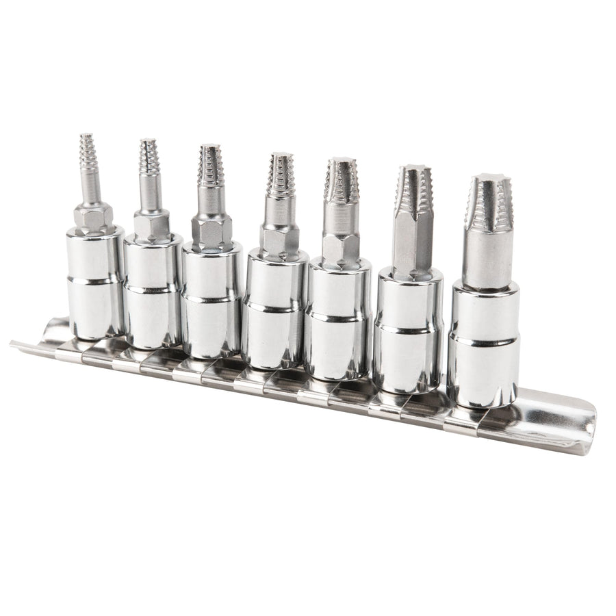 W36790 Performance Tool 7pc 1/4-Inch Drive X-Trax Set for Stripped Screw Extractor Kit for Broken Bolt Extractor All-Purpose HSS Bolt Extractor Screw Remover Set