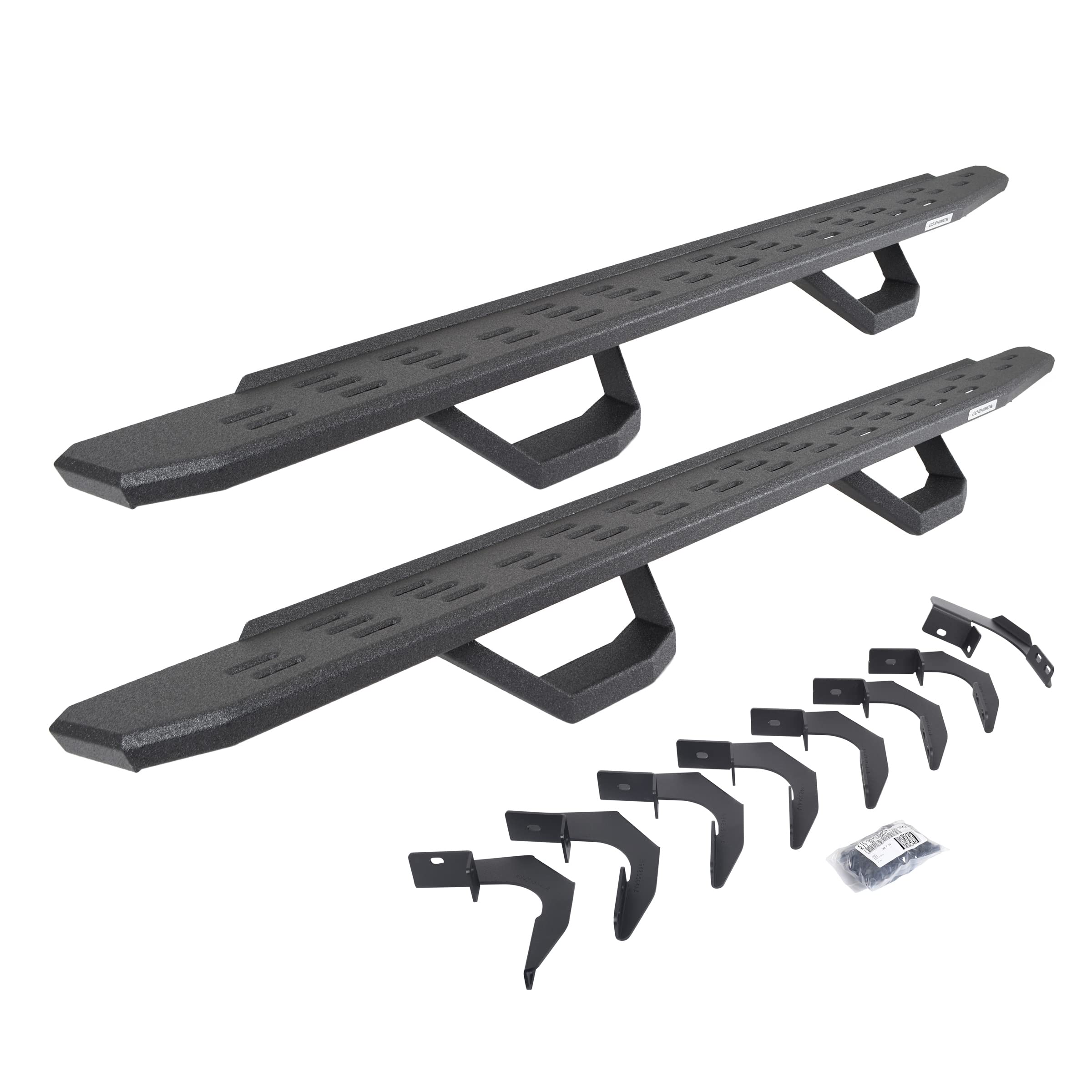 Go Rhino Running Boards RB30, Brackets, & 2 Pair of Drop Steps | Galvanized Steel, Protective Bedliner Coating | 6960478720T | Fits 2014-2018 Chevrolet Silverado/GMC Sierra 1500 Crew Cab (See Descr.)