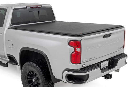 Soft Roll Up Rough Country Truck Bed Tonneau Cover for Chevy Silverado & GMC Sierra 2500HD/3500HD (2020-2026) - Fit 6'9 Bed, Weatherproof Bed Cover